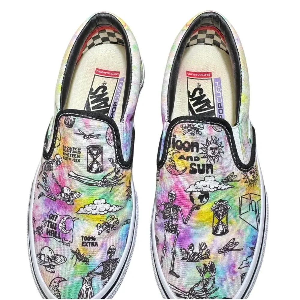 Vans Skate Slip-On Shroom Doom Tie Dye Doodle Canvas Sneakers Size 4